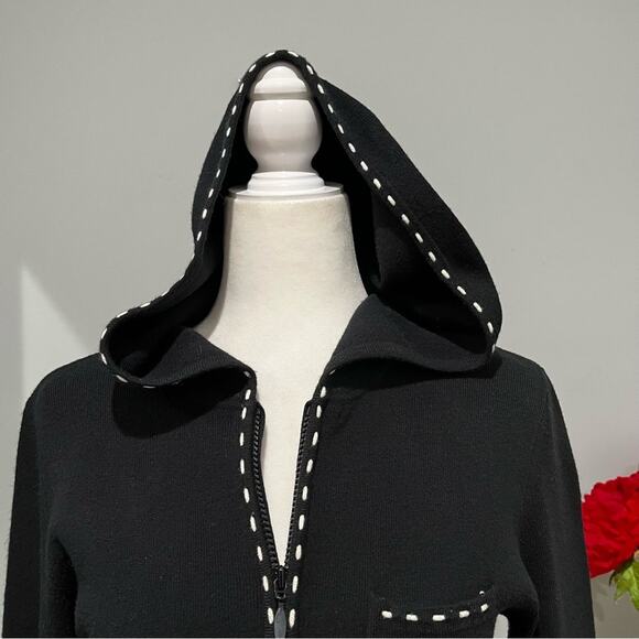 NEW Twiggy Longline Whipstitch Belted Hooded Contrast Zip Travel Sweater Jacke… - Picture 9 of 16